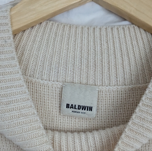 Baldwin Cream Cashmere Wool Mock Neck Boxy Fit Oversized Sweater S - Picture 4 of 6